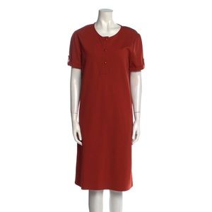 A.P.C. Crew Neck Knee Length Orange Shift Dress Small